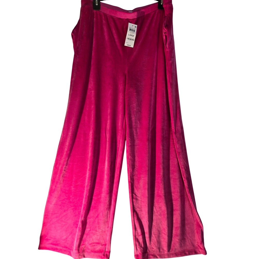 Charter Club Womens Velour Wide Leg Lounge Pants Pink Tutu Large 100131443MS